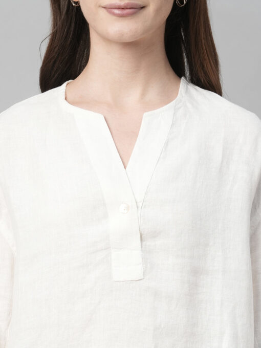 Women's White Linen Boxy Fit Blouse - Image 6