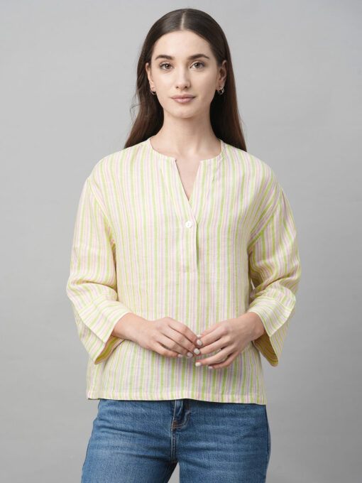 Women's Multi Linen Boxy Fit Blouse - Image 2