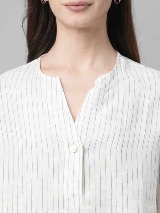 Women's White Linen Boxy Fit Blouse - Image 6