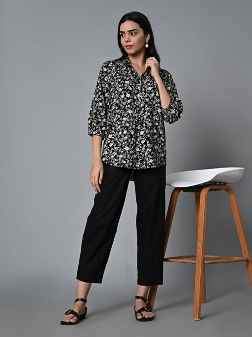 Women's Black Viscose Regular Fit Blouse