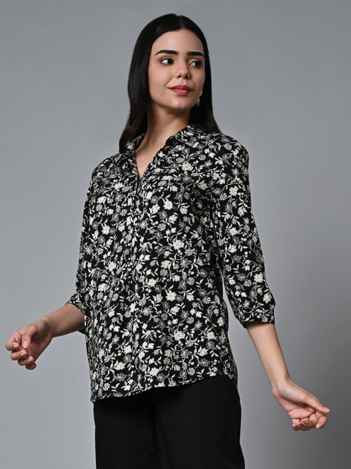 Women's Black Viscose Regular Fit Blouse - Image 3