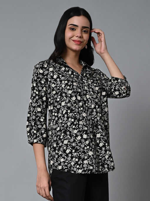 Women's Black Viscose Regular Fit Blouse - Image 4