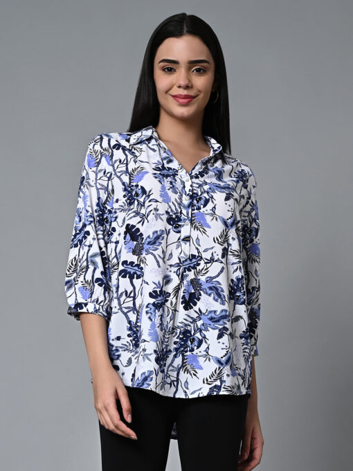 Women's White Viscose Regular Fit Blouse - Image 2