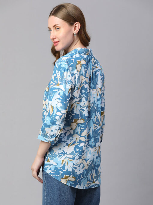 Women's Blue Viscose Regular Fit Blouse - Image 5