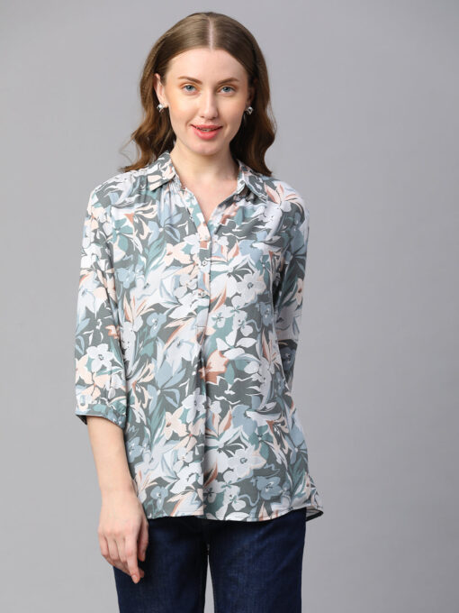 Women's Grey Viscose Regular Fit Blouse - Image 2