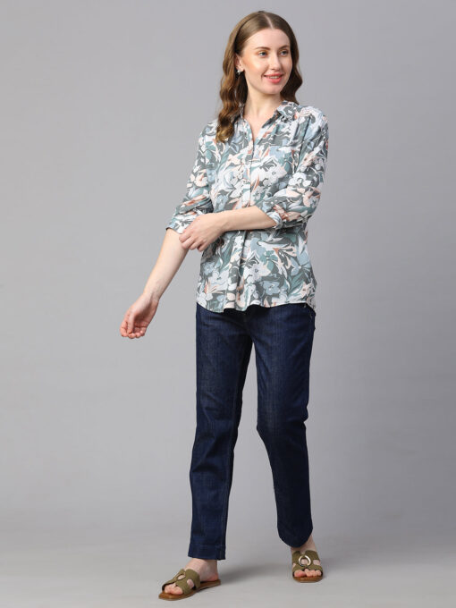 Women's Grey Viscose Regular Fit Blouse