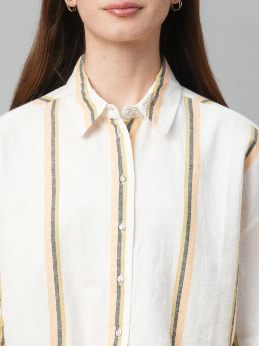 Women's Yellow Striped Linen Top - Image 7