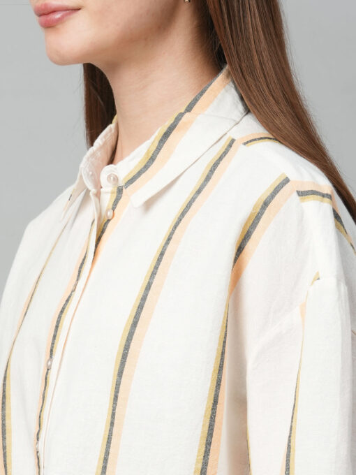 Women's Yellow Striped Linen Top - Image 8