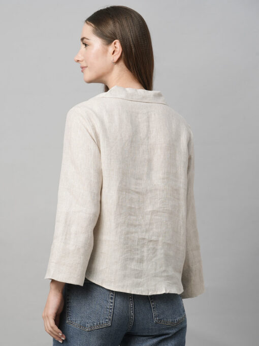 Women's Natural Linen Regular Fit Blouse - Image 5