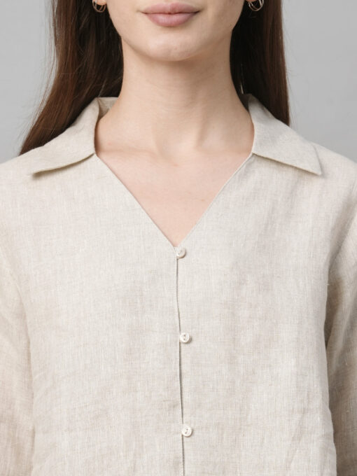 Women's Natural Linen Regular Fit Blouse - Image 6