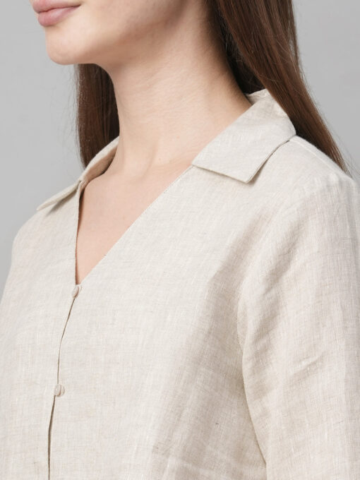 Women's Natural Linen Regular Fit Blouse - Image 7