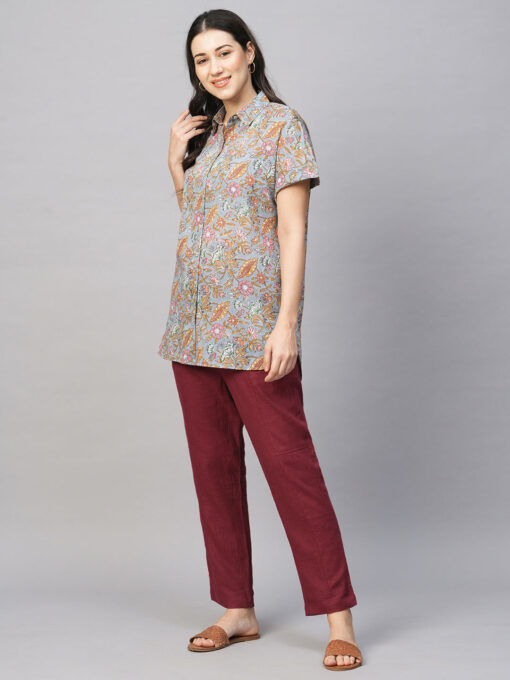 Women's Grey Cotton Regular Fit Blouse - Image 3