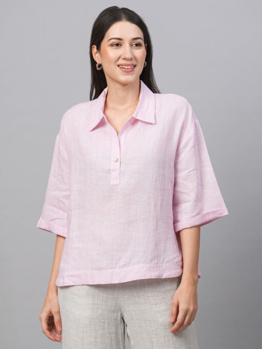 Women's Rose Linen Boxy Fit Blouse - Image 2