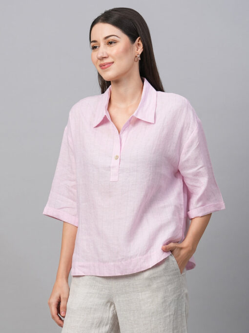 Women's Rose Linen Boxy Fit Blouse - Image 3