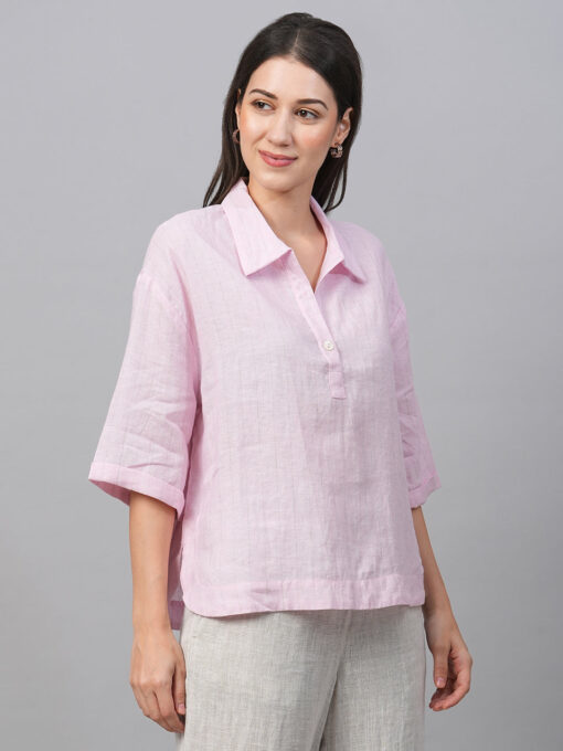 Women's Rose Linen Boxy Fit Blouse - Image 4