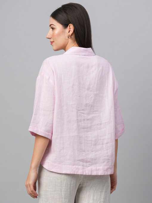 Women's Rose Linen Boxy Fit Blouse - Image 5