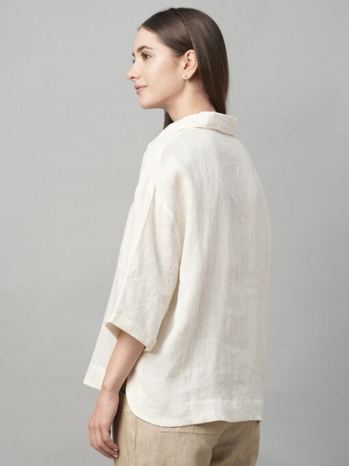 Women's Natural Linen Boxy Fit Blouse - Image 5