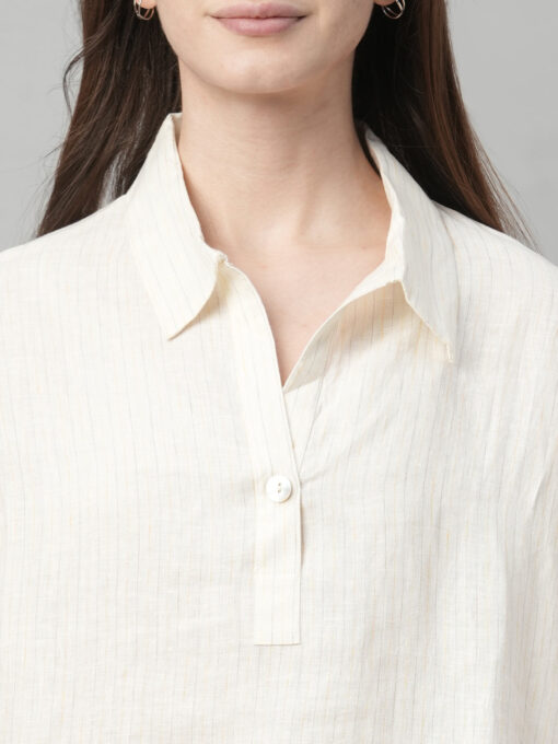 Women's Natural Linen Boxy Fit Blouse - Image 6