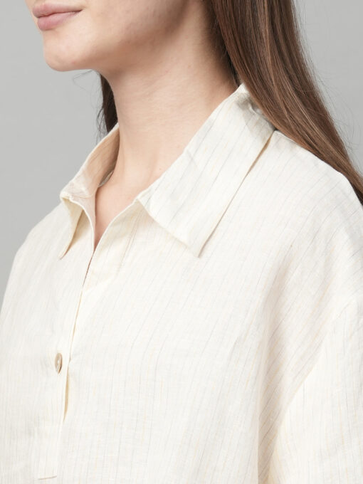 Women's Natural Linen Boxy Fit Blouse - Image 7