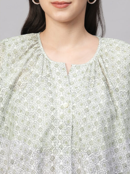 Women's White Cotton Regular Fit Blouse - Image 6