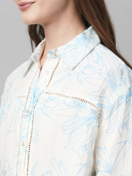 Women's Blue Cotton Boxy Fit Blouse - Image 7