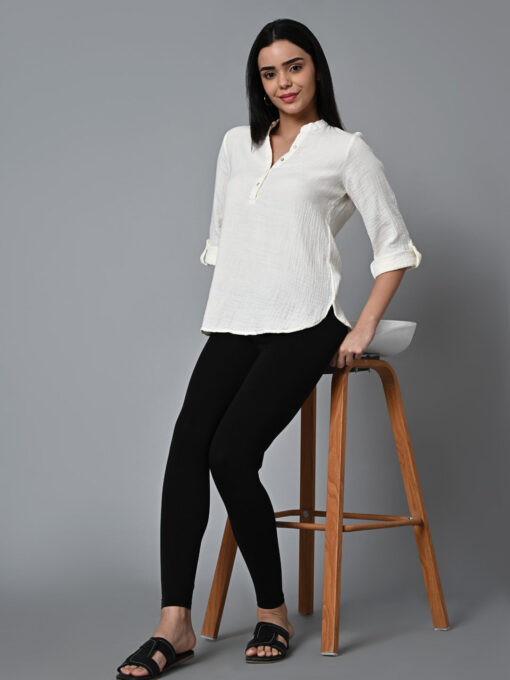 Women's Offwhite Cotton Regular Fit Blouse