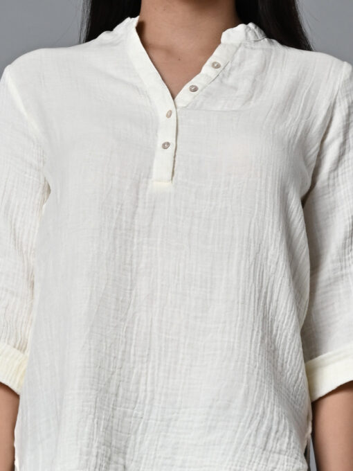 Women's Offwhite Cotton Regular Fit Blouse - Image 6