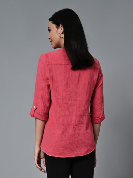 Women's Pink Cotton Regular Fit Blouse - Image 5