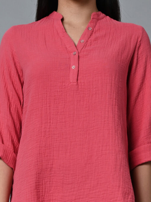 Women's Pink Cotton Regular Fit Blouse - Image 6