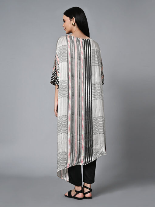 Women's Hand Block Printed Loose Fit Modal Offwhite Blouse - Image 6