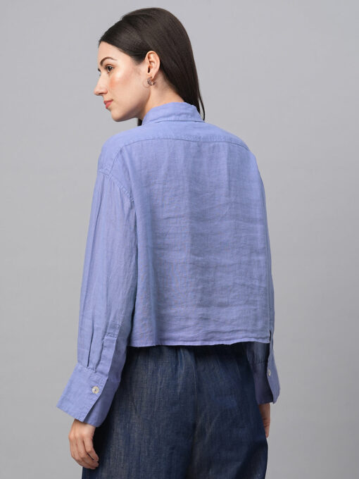 Women's Lilac Linen Boxy Fit Blouse - Image 5