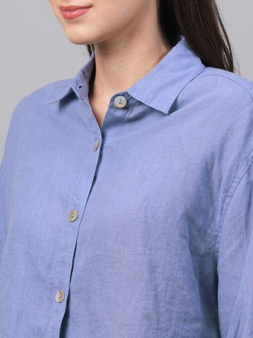 Women's Lilac Linen Boxy Fit Blouse - Image 7