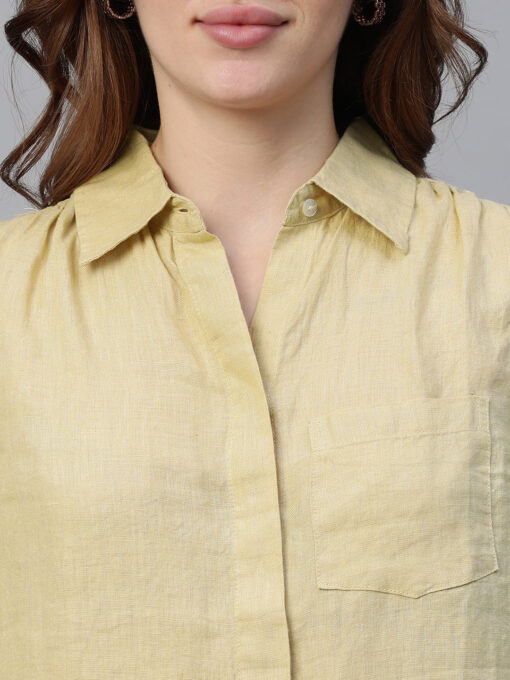 Women's Beige Linen Regular Fit Blouse - Image 6