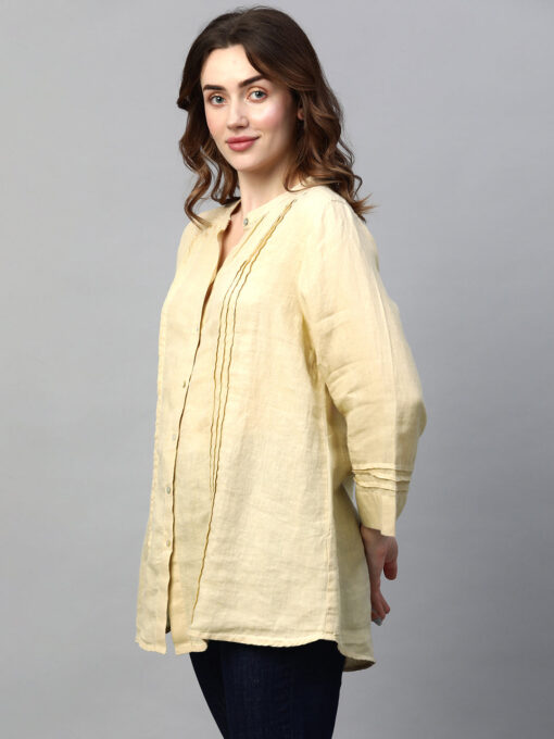 Women's Beige Linen Regular Fit Blouse - Image 4