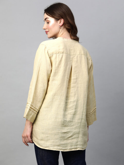 Women's Beige Linen Regular Fit Blouse - Image 5