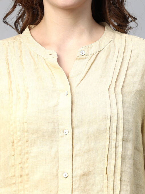 Women's Beige Linen Regular Fit Blouse - Image 6