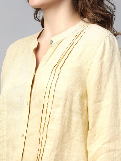 Women's Beige Linen Regular Fit Blouse - Image 7