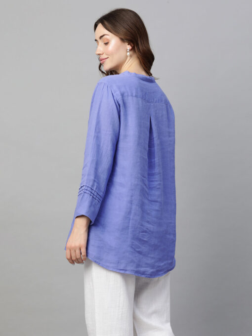 Women's Lilac Linen Regular Fit Blouse - Image 5