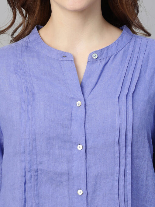 Women's Lilac Linen Regular Fit Blouse - Image 6