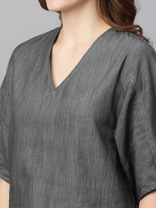 Women's Grey Cotton Regular Fit Blouse - Image 7