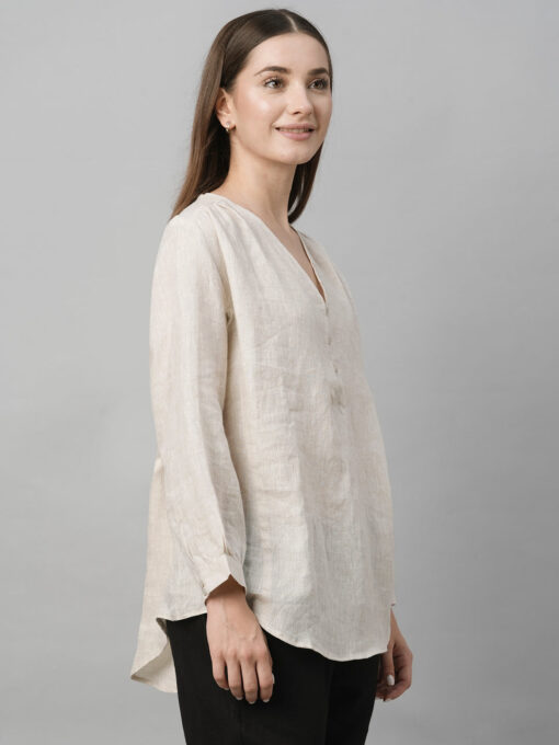 Women's Natural Linen Loose Fit Blouse - Image 4