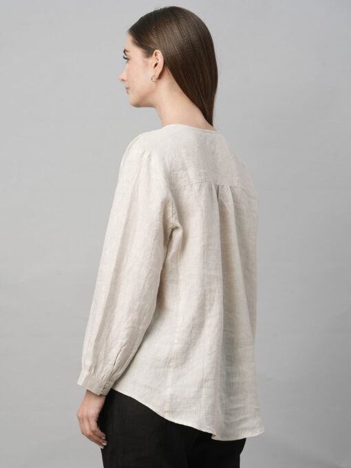 Women's Natural Linen Loose Fit Blouse - Image 5