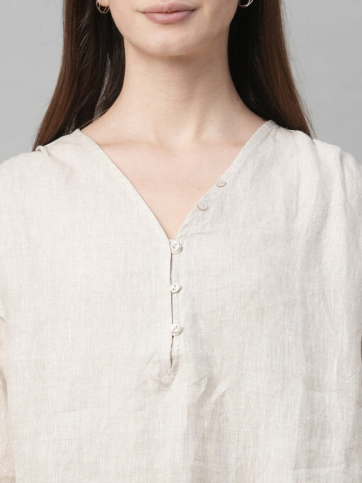 Women's Natural Linen Loose Fit Blouse - Image 6