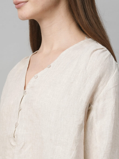 Women's Natural Linen Loose Fit Blouse - Image 7