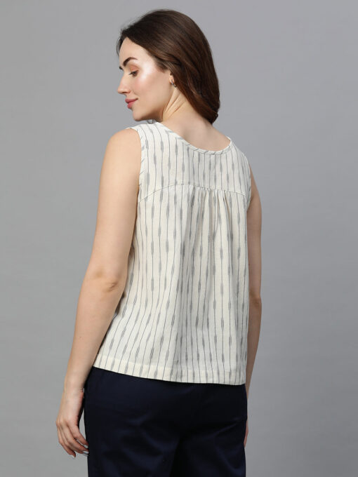 Women's Offwhite Cotton Regular Fit Blouse - Image 5