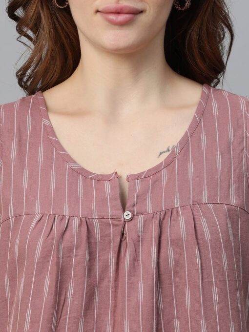 Women's Pink Cotton Regular Fit Blouse - Image 6