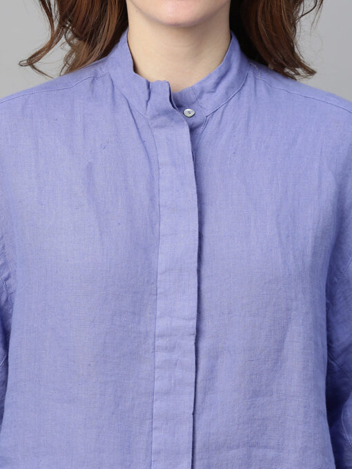 Women's Lilac Linen Regular Fit Blouse - Image 6