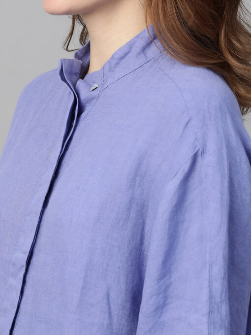 Women's Lilac Linen Regular Fit Blouse - Image 7