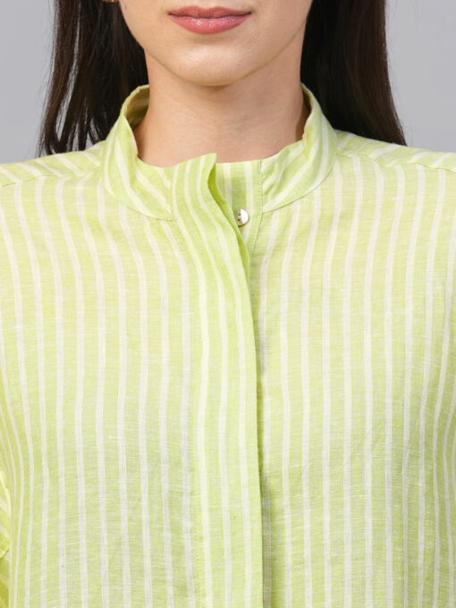 Women's Green Linen Boxy Fit Blouse - Image 6