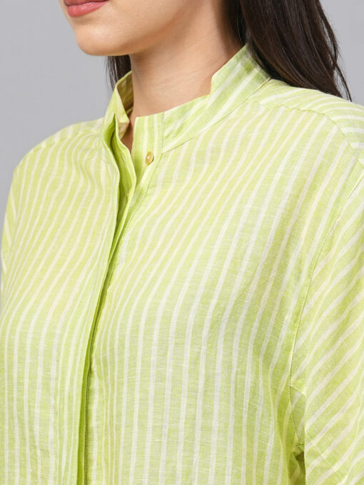 Women's Green Linen Boxy Fit Blouse - Image 7